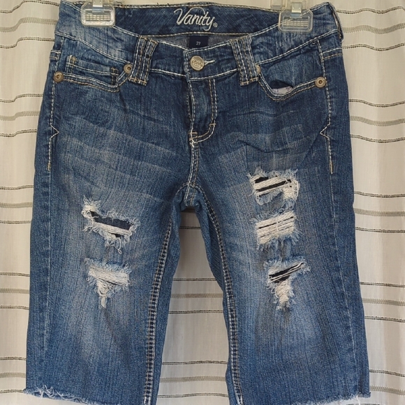 Vanity Women's Blue Distressed Jeans - Picture 1 of 7